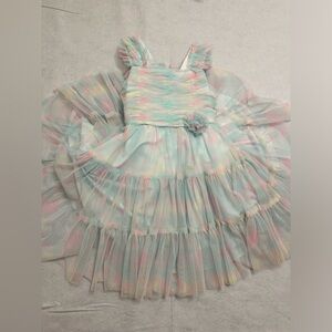 Kids size 7 spring/summer dress, Pastel, by Jona Michelle, ruffled, whimsical